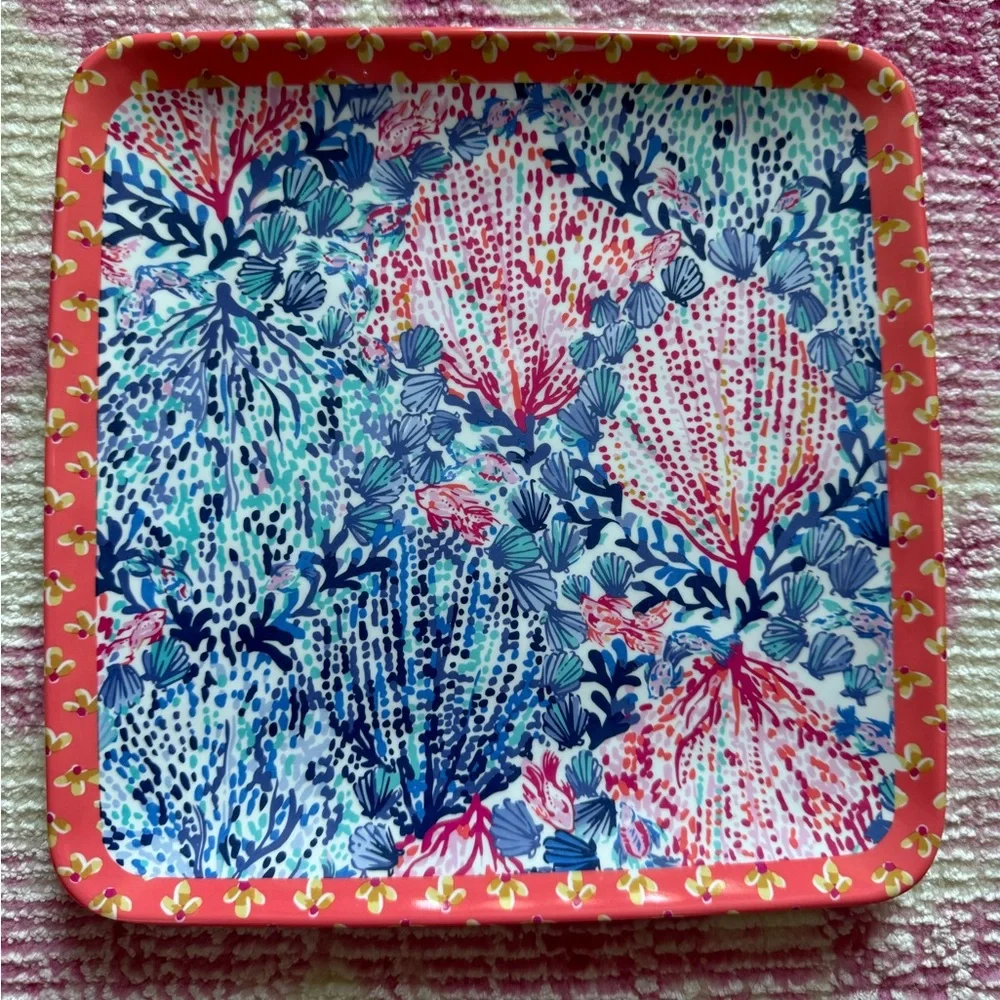 NWOB Lilly Pulitzer Set of 4 Square Melamine Plates Boatylicious Sway With Me